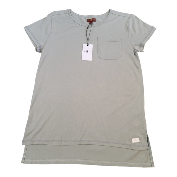 𝅺7 For All Mankind Olive Green High Low T-Shirt Size XL - Picture 1 of 2